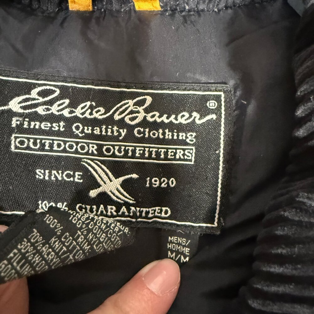 Vintage 90s Eddie Bauer Men's Yellow Goose Down Coat Outdoors Warm M - Picture 12 of 14